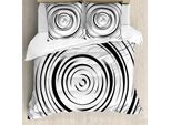 Abakuhaus Spiers Copripiumino, Linee Ipnotiche, Antiacaro, Adatto A Chi Soffre Di Allergie, Con Federe, 155 Cm X 220 Cm - 80 X 80 Cm, Bianco E Nero