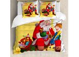 Abakuhaus Copripiumino Natalizio, Kid E Regali Di Babbo Natale, Antiacaro, Adatto A Chi Soffre Di Allergie, Con Federe, 200 Cm X 200 Cm - 80 X 80 Cm, Multicolore