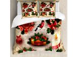 Abakuhaus Copripiumino Natalizio, Decorazioni Vintage, Antiacaro, Adatto A Chi Soffre Di Allergie, Con Federe, 200 Cm X 200 Cm - 80 X 80 Cm, Multicolore