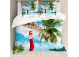 Abakuhaus Copripiumino Natalizio, Calze Natalizie Da Spiaggia, Antiacaro, Adatto A Chi Soffre Di Allergie, Con Federe, 155 Cm X 220 Cm - 80 X 80 Cm, Multicolore
