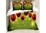 Abakuhaus Copripiumino Natalizio, Design Festivo, Antiacaro, Adatto A Chi Soffre Di Allergie, Con Federe, 155 Cm X 220 Cm - 80 X 80 Cm, Verde Rosso