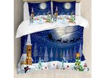 Abakuhaus Copripiumino Natalizio, Paesaggio Invernale, Antiacaro, Adatto A Chi Soffre Di Allergie, Con Federe, 200 Cm X 200 Cm - 80 X 80 Cm, Bianco Blu