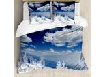 Abakuhaus Copripiumino Invernale, Alberi Innevati, Antiacaro, Adatto A Chi Soffre Di Allergie, Con Federe, 155 Cm X 220 Cm - 80 X 80 Cm, Blu E Bianco