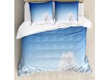 Abakuhaus Copripiumino Invernale, Solo Albero Snowy-Gebiet, Antiacaro Adatto A Chi Soffre Di Allergie Con Federe, 155 Cm X 220 Cm - 80 X 80 Cm, Bianco Blu