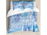 Abakuhaus Set Copripiumino Bianco Per Letti Matrimoniali, Small Mountain, Antiacaro, Adatto A Chi Soffre Di Allergie, Con Federe, Blu