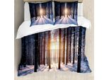 Abakuhaus Copripiumino Invernale, Tramonto Invernale, Antiacaro, Adatto A Chi Soffre Di Allergie, Con Federe, 155 Cm X 220 Cm - 80 X 80 Cm, Marrone Bianco