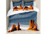 Abakuhaus Copripiumino Schlucht, Cartoon Grand Canyon, Antiacaro, Adatto A Chi Soffre Di Allergie, Con Federe, 155 Cm X 220 Cm - 80 X 80 Cm, Blu Arancione