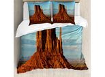 Abakuhaus Copripiumino Schlucht, Monument Valley America, Antiacaro, Adatto A Chi Soffre Di Allergie, Con Federe, 200 Cm X 200 Cm - 80 X 80 Cm, Blu Arancione