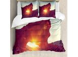 Abakuhaus Copripiumino Schlucht, Alba Nel Deserto Americano, Antiacaro, Adatto A Chi Soffre Di Allergie, Con Federe, 200 Cm X 200 Cm - 80 X 80 Cm, Arancione