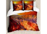 Abakuhaus Copripiumino Americano, Grand Canyon Horizon, Antiacaro, Adatto A Chi Soffre Di Allergie, Con Federe, 155 Cm X 220 Cm - 80 X 80 Cm, Arancione