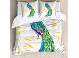 Abakuhaus Copripiumino Peacock, Acquerelli Floreali, Antiacaro, Adatto A Chi Soffre Di Allergie, Con Federe, 155 Cm X 220 Cm - 80 X 80 Cm, Multicolore