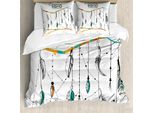 Abakuhaus Copripiumino Tribale, Piume Retrò, Antiacaro, Adatto A Chi Soffre Di Allergie, Con Federe, 155 Cm X 220 Cm - 80 X 80 Cm, Multicolore