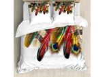 Abakuhaus Copripiumino Peacock, Vibrant Federn Boho, Antiacaro E Anallergico, Con Federe, 155 Cm X 220 Cm - 80 X 80 Cm, Multicolore