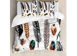 Abakuhaus Copripiumino Bohemien, Uccellino Piumato Retro Vibrant, Antiacaro, Adatto A Chi Soffre Di Allergie, Con Federe, 155 Cm X 220 Cm - 80 X 80 Cm, Multicolore