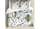 Abakuhaus Copripiumino Boho, Tribal Bohemian Feder, Antiacaro, Adatto A Chi Soffre Di Allergie, Con Federe, 155 Cm X 220 Cm - 80 X 80 Cm, Verde Acqua Arancione Nero