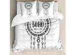 Abakuhaus Copripiumino Stammes, Folkloric, Antiacaro, Adatto A Chi Soffre Di Allergie, Con Federe, 155 Cm X 220 Cm - 80 X 80 Cm, Bianco E Nero