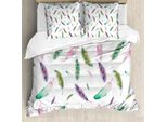 Abakuhaus Set Copripiumino Moderno Per Letti Matrimoniali, Piume Color Pastello, Antiacaro, Adatto A Chi Soffre Di Allergie, Con Federe, Multicolore