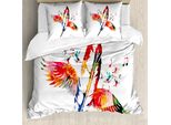Abakuhaus Copripiumino, Piume Con Ali Di Uccelli, Antiacaro, Adatto A Chi Soffre Di Allergie, Con Federe, 155 Cm X 220 Cm - 80 X 80 Cm, Multicolore