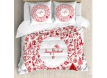Abakuhaus Copripiumino Natalizio, Stile Vintage, Antiacaro, Adatto A Chi Soffre Di Allergie, Con Federe, 155 Cm X 220 Cm - 80 X 80 Cm, Rosso
