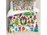 Abakuhaus Copripiumino Natalizio, Dolci Di Capodanno, Antiacaro, Adatto A Chi Soffre Di Allergie, Con Federe, 200 Cm X 200 Cm - 80 X 80 Cm, Multicolore
