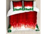 Abakuhaus Copripiumino Natalizio, Tema Natalizio, Antiacaro, Adatto A Chi Soffre Di Allergie, Con Federe, 155 Cm X 220 Cm - 80 X 80 Cm, Rosso, Verde, Bianco