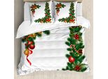 Abakuhaus Copripiumino Natalizio, Alberi Con Decorazioni, Antiacaro, Adatto A Chi Soffre Di Allergie, Con Federe, 155 Cm X 220 Cm - 80 X 80 Cm, Multicolore