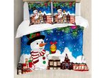 Abakuhaus Set Copripiumino Natalizio Per Letti Matrimoniali, Strada Innevata In Città, Antiacaro, Adatto A Chi Soffre Di Allergie, Con Federe, Multicolore