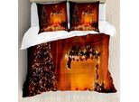 Abakuhaus Copripiumino Natalizio, Capodanno Romantico, Antiacaro, Adatto A Chi Soffre Di Allergie, Con Federe, 155 Cm X 220 Cm - 80 X 80 Cm, Arancione
