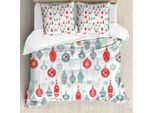Abakuhaus Copripiumino Natalizio, Motivo Natalizio Allegro, Antiacaro, Adatto A Chi Soffre Di Allergie, Con Federe, 155 Cm X 220 Cm - 80 X 80 Cm, Blu Rosso
