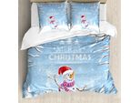 Abakuhaus Copripiumino Natalizio, Snowy-Winter-Noel, Antiacaro, Adatto A Chi Soffre Di Allergie, Con Federe, 200 Cm X 200 Cm - 80 X 80 Cm, Bianco Blu