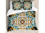 Abakuhaus Set Copripiumino In Tessuto Per Letti Matrimoniali, Antimacchia, Antiacaro, Adatto A Chi Soffre Di Allergie, Con Federe, Giallo Blu