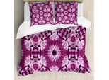 Abakuhaus Set Copripiumino Viola Per Letti Matrimoniali, Stile Orientale Viola Artistico, Antiacaro, Adatto A Chi Soffre Di Allergie, Con Federe, Viola Bianco
