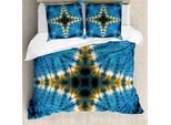 Abakuhaus Set Copripiumino Blu Per Letti Matrimoniali, Tie Dye Bohemien, Antiacaro, Adatto A Chi Soffre Di Allergie, Con Federe, Arancione E Blu