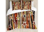 Abakuhaus Copripiumino Rustico, Charming Sterne Kunst, Antiacaro, Adatto A Chi Soffre Di Allergie, Con Federe, 155 Cm X 220 Cm - 80 X 80 Cm, Nero Pale Coffee Brown