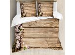Abakuhaus Copripiumino Rustico, Blooming Orchard Primavera, Antiacaro, Adatto A Chi Soffre Di Allergie, Con Federe, 155 Cm X 220 Cm - 80 X 80 Cm, Rosa, Marrone, Verde