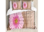 Abakuhaus Copripiumino Rustico, Rosa Gerber Su Legno, Antiacaro, Adatto A Chi Soffre Di Allergie, Con Federe, 200 Cm X 200 Cm - 80 X 80 Cm, Rosa Marrone