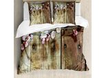 Abakuhaus Copripiumino Rustico, Fiori Primaverili In Fiore, Antiacaro, Adatto A Chi Soffre Di Allergie, Con Federe, 155 Cm X 220 Cm - 80 X 80 Cm, Rosa Marrone