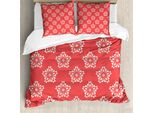 Abakuhaus Copripiumino Corallo, Motivi Floreali Vittoriani, Antiacaro, Adatto A Chi Soffre Di Allergie, Con Federe, 155 Cm X 220 Cm - 80 X 80 Cm, Corallo Scuro