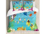 Abakuhaus Copripiumino Subacqueo, Tema Subacqueo Cartoon, Antiacaro, Adatto A Chi Soffre Di Allergie, Con Federe, 155 Cm X 220 Cm - 80 X 80 Cm, Multicolore