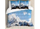 Abakuhaus Copripiumino Berg, Berg Bellezza Naturale, Antiacaro Adatto A Chi Soffre Di Allergie Con Federe, 155 Cm X 220 Cm - 80 X 80 Cm, Bianco Blu Marrone