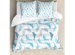 Abakuhaus Copripiumino Con Motivi Marini, Jumping Dolphin, Antiacaro, Adatto A Chi Soffre Di Allergie, Con Federe, 155 Cm X 220 Cm - 80 X 80 Cm, Bianco, Blu, Grigio