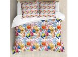 Abakuhaus Copripiumino Con Motivo A Corallo E Capesante, Antiacaro E Anallergico, Con Federe, 155 Cm X 220 Cm - 80 X 80 Cm, Multicolore