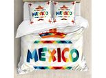 Abakuhaus Copripiumino Messicano, Sombrero Aztec, Antiacaro, Adatto A Chi Soffre Di Allergie, Con Federe, 155 Cm X 220 Cm - 80 X 80 Cm, Multicolore