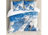 Abakuhaus Copripiumino Berg, Snowy Mountain Ski, Antiacaro, Adatto A Chi Soffre Di Allergie, Con Federe, 155 Cm X 220 Cm - 80 X 80 Cm, Bianco Blu