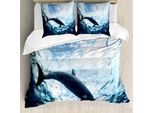Abakuhaus Copripiumino Con Motivi Marini, Delfino Che Nuota, Antiacaro, Adatto A Chi Soffre Di Allergie, Con Federe, 155 Cm X 220 Cm - 80 X 80 Cm, Blu Grigio