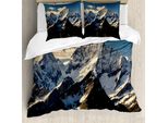 Abakuhaus Copripiumino Berg, Vista Sulle Alpi, Antiacaro, Adatto A Chi Soffre Di Allergie, Con Federe, 200 Cm X 200 Cm - 80 X 80 Cm, Bianco, Nero, Blu