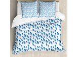 Abakuhaus Copripiumino Autunnale, Gocce Di Pioggia Nell'acqua Autunno, Antiacaro Adatto A Chi Soffre Di Allergie Con Federe, 200 Cm X 200 Cm - 80 X 80 Cm, Blu E Bianco