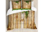 Abakuhaus Copripiumino Rustico, Staccionata In Legno, Antiacaro, Adatto A Chi Soffre Di Allergie, Con Federe, 155 Cm X 220 Cm - 80 X 80 Cm, Verde Marrone