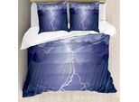 Abakuhaus Copripiumino Notte, Tempesta Nuvole Scure, Antiacaro Adatto A Chi Soffre Di Allergie Con Federe, 155 Cm X 220 Cm - 80 X 80 Cm, Blu
