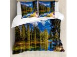 Abakuhaus Copripiumino Berg, Snowy Alps See Pine, Antiacaro, Adatto A Chi Soffre Di Allergie, Con Federe, 155 Cm X 220 Cm - 80 X 80 Cm, Verde, Bianco, Blu